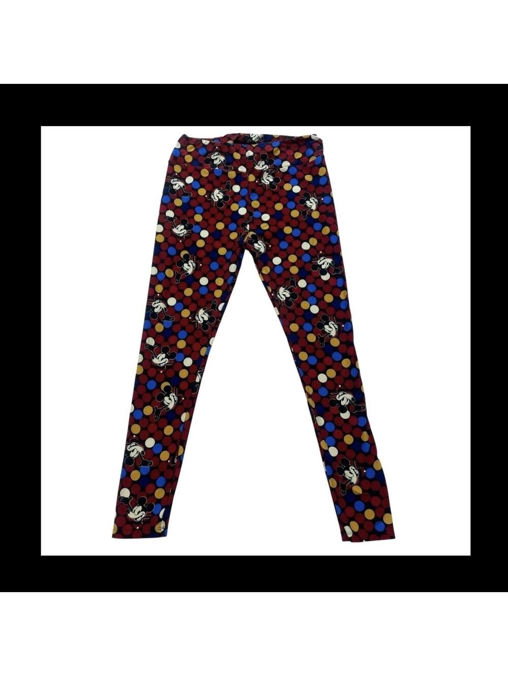 LuLaRoe Disney Women's Multicolor Mickey Mouse Polka Dot Ankle Leggings One Size